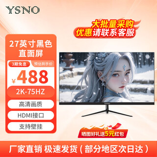 亚胜诺（YSNO）显示器电脑27英寸 高清电影屏幕 办公显示屏便携 电竞游戏屏 节能液晶屏2K 27英寸2k75hz直面黑色