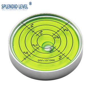 Metal universal level bubble high-precision level bead level with strong magnetic level ruler round level multiple models 50*10mm silver shell green water 2-4 degrees