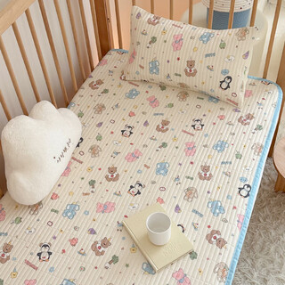 Ldvep pure cotton sheets for babies and children, thickened quilted sleeping pads, special small mattresses for kindergarten babies, xi-little penguin, category a maternal and infant grade, moisture-absorbing and breathable, comfortable sleeping in all seasons, two-piece set, 56*100cm bed cover + 30*50cm pillowcase
