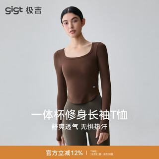 Gigt jiji yoga clothing top women's autumn and winter with chest pad fixed cup sports long-sleeved slim pilates training clothing