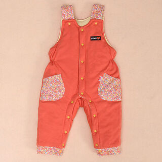 Baby overalls cotton pants pure cotton winter thickened baby handmade warm winter overalls closed crotch for boys and girls thin orange red floral closed crotch 73cm size 73 recommended for 3-6 months