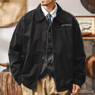 Jeanswest american retro heavyweight workwear jacket for men in autumn trendy brand casual loose washed detroit jacket for men in spring and autumn black 2xl suitable for 160-180jin jin is equal to 0.5 kg