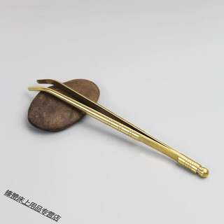 Vinoa copper tea clip, tea tweezers, non-slip tea cup clip, cup washing clip, silicone anti-scalding kung fu tea set accessories, brass tea clip, 2 brass tea clips + silicone cover