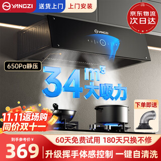 扬子抽油烟机家用大吸力吸排油烟机小户型小尺寸老式中式油烟机自动清洗厨房出租房自用壁挂脱排油烟机 【送户安装】34m³吸力+挥手感应+热清洗+双平网