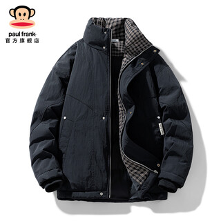 Big mouth monkey (paul frank) stand collar contrasting color cold-proof cotton coat for men in winter new fashion brand warm thickened cotton coat casual versatile cotton jacket black official authentic l recommended 125-145jin jin equals 0.5 kg