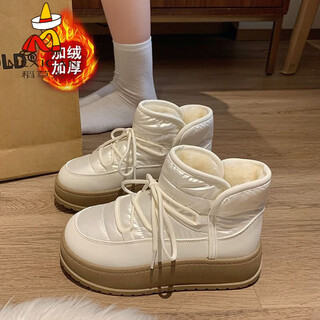 Scarecrow (mexican) thick-soled snow boots for women winter 2025 plus velvet, thickened, warm, versatile outer wear, waterproof, non-slip, high-top cotton shoes, beige 35, available in stock in seconds