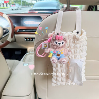 Workhorse mounted tissue box with a creative and cute feel ms. shirley mei's 2025 new seat back hanging paper box hanging seat model spring outing childlike overalls mei mei boutique face puff white hanging type