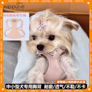 Puppytie dog leash vest type dog walking leash dog rope adjustment small dog harness teddy cute pet supplies strawberry pink - harness (excluding traction rope) xs code - recommended 4-10 jin jin equals 0.5 kg