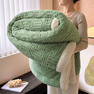Fantasy winter plush thick blanket office nap small blanket shawl sofa cover bed coral velvet lamb velvet soft-aoki green category a maternal and infant grade long-term use and no shedding baby blanket-100x150cm thickened shu cotton lamb velvet multi-function