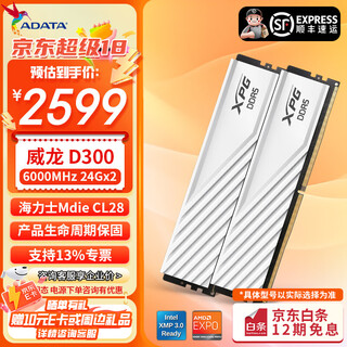 Adata 24g/48g (24g*2) set ddr5 6000 frequency ai computer accessories desktop memory veyron d300 matte vest c28 timing hynix new mdie c28/new mdie 6000 24g*2 white