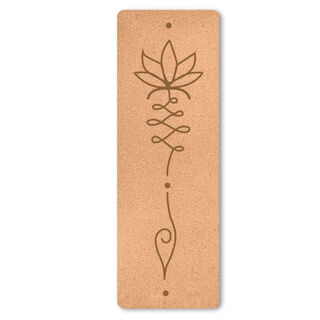 Portable cork tpe yoga mat, posture line, pilates dance fitness mat, yoga studio lettering and logo, lotus style 2, 183*61*0.4cm