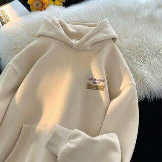 Made of pure (yishion) heavyweight pure cotton hooded sweatshirt for men in autumn and winter plus velvet, loose design, niche american fashion brand, retro handsome trend, khaki hooded plus velvet style 222 (chest badge) xl (suitable for 130-150 jin jin is equal to 0.5 kg)