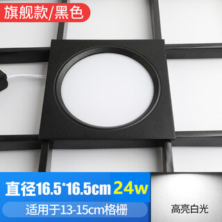 led格栅灯15x15铝网格吊顶双头10*20黑色葡萄架专用方形筒灯射灯 旗舰款黑15x15 24w白光