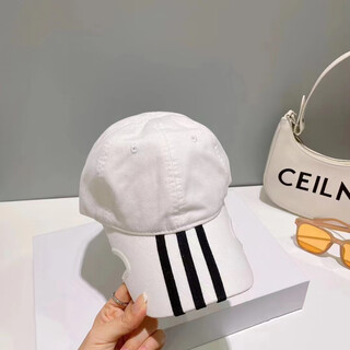 Paris korean style fashion striped baseball hat women's breathable cotton irregular cap this peaked cap casual couple white adjustable