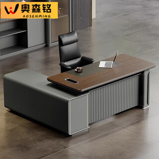 Ao senming boss desk desk simple modern chairman president desk solid wood painted table and chair combination general manager executive desk 1.8 meters single cabinet boss desk