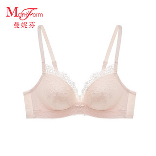 Maniform sexy lace bra, comfortable small breast gathering, magic palm cup wireless bra, women's support tee bra, pink 75b (70c/80a can also be photographed)