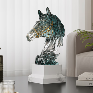 Yi xin yi yi, высококачественные украшения в виде головы лошади, гостиная, вход, ТВ-кабинет, офисный свет, роскошное искусство, абстрактная скульптура, мягкие украшения, стремясь к тысяче миль, украшения из головы лошади - прозрачный черный