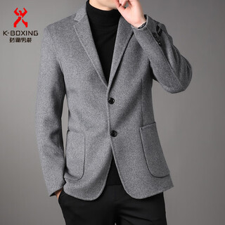 Kbxng jinba single-breasted thickened suit jacket men's 2025 autumn new fashion casual warm wool jacket men gray s recommended 90-110jin jin equals 0.5 kg