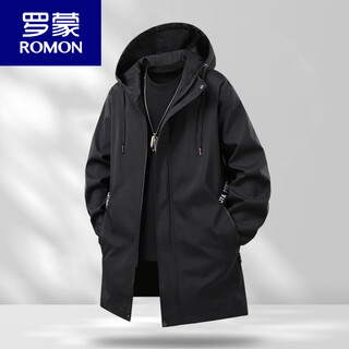 Romon autumn and winter mid-length windbreaker for men plus fat plus fat quilted extra large size cotton thin cotton coat two cotton jacket 2011 black (spring and autumn style without cotton) l