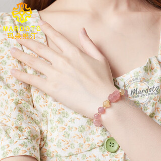 Mardotg strawberry crystal bracelet for women pixiu pink crystal bracelet peach blossom birthday gift for best friend