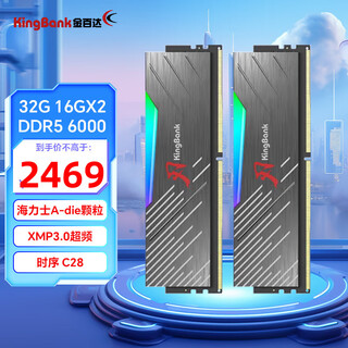 金百达（KINGBANK）DDR5内存 白刃/星刃 RGB灯条 6000/6400/6800高频内存 神光同步灯条 适配黑神话悟空 Deepseek硬件 黑刃32G(16G*2)6000RGB套条C2