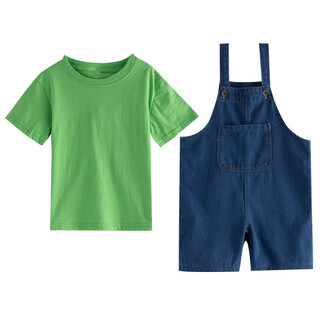 Mario cosply mary children's overalls costume cosplay elementary school students sportswear performance clothing green short sleeves + shorts denim overalls + socks soft fabric easy to put on and take off 100 cm. consult to enjoy group purchase benefits