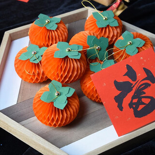 Qiaoxinshi new year decoration pendant 3 2026 persimmon ruyi ornaments year of the horse spring festival new year potted honeycomb ball bucket