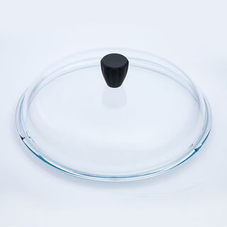 High borosilicate glass wok steamer tempered transparent glass pot lid household 242832cm black resin handle 24cm