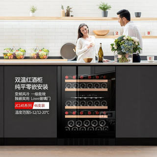 Dberlan 40-piece under-counter embedded wine cabinet, constant temperature wine cabinet, beverage cabinet, tea refrigerated cabinet, built-in wall household, variable frequency - full glass door dual temperature, 46 bottles