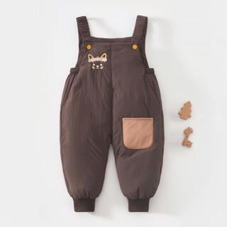 Aigechen baby baby down overalls baby overalls girls down pants children's down jacket boys warm pants baby overalls down pants to cat color one size 66cm
