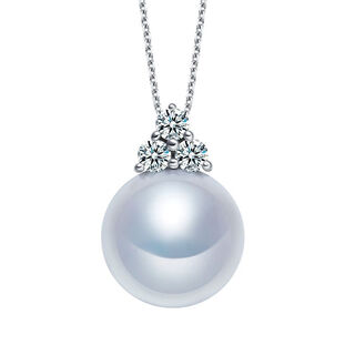 Buhesyt 18k gold freshwater pearl pendant sansheng iii pearl clavicle chain for girlfriend 18k gold-white about 9-9 points 5mm