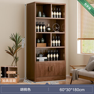 Zhong zhang gui solid wood ecological board wine cabinet wall-mounted living room display cabinet commercial wine rack 2024 new home new chinese style door-to-door package installation thickened 15mm plate 60cm-shenhu
