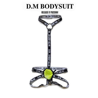 Dm men's jumpsuit suspenders thong mesh breathable sexy double thongs sexy personality temptation men's underwear fluorescent green m100-115jin jin equals 0.5 kg