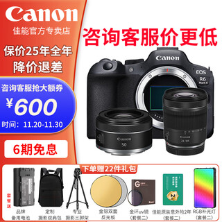 Canon r6 second generation mirrorless camera r62 r6mark2 national bank full frame portrait scenery animal sports professional digital high-definition travel vlog video r62 stm kit + rf50f1.8 portrait small spittoon official standard consultation package 2 free upgrade is more cost-effective