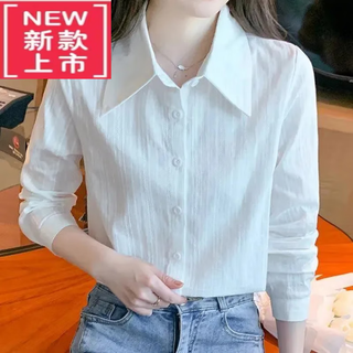 Oriental duck pure cotton white shirt women's long sleeve 25 spring new korean style loose casual all-match shirt top women white xl recommended 116-130jin jin is equal to 0.5 kg