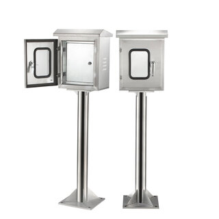 Outdoor vertical distribution box stainless steel double-door column box bracket floor-standing rainproof instrument box monitoring button box 400x300x250mm