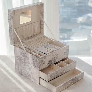 Sailotou wedding hardware jewelry box earrings necklace jewelry jewelry box leather hand jewelry storage box large capacity pure double layer jewelry box