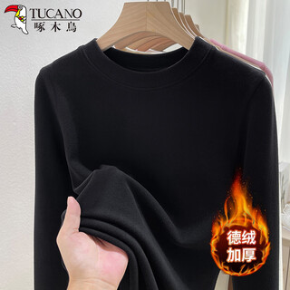 Woodpecker german velvet bottoming shirt for women in autumn and winter with velvet thickened stand-up collar long-sleeved warm slimming top black 2xl