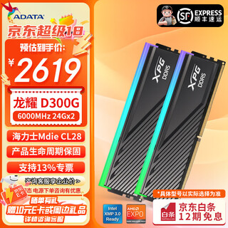 Adata 24g/48g (24g*2) set ddr5 6000 frequency ai computer accessories desktop memory bar longyao d500g rgb light bar c28 timing hynix new mdie d300g/black light bar 6000 24g*2 c
