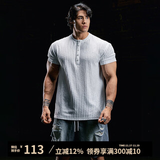 Muscle dog muscle dog fitness short-sleeved men's new summer loose casual henley shirt training clothes half-sleeved sports t-shirt men's white s