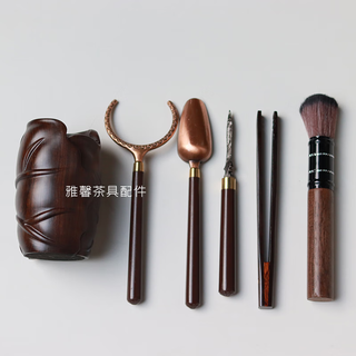 Haoxu tea ceremony six gentlemen kung fu tea ceremony accessories 6 gentlemen's collection tea knife tea brushes tea clips spare parts tea making tools set lotus root ebony six gentlemen 1
