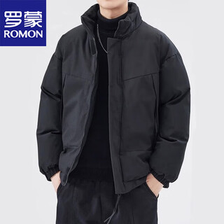 Romon cotton coat men's winter cotton coat stand collar loose windproof warm thickened jacket cotton coat black 3xl