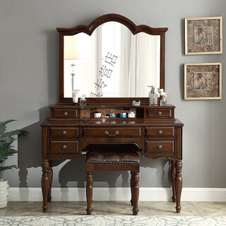 Zhiyi american dressing table dressing table bedroom modern simple american country style small apartment european storage box mini makeup 1.4 meter five drawer large dressing table + stool