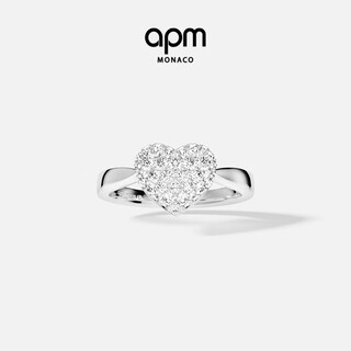 Apm monaco new product love ring silver white pavé heart shape design simple hand jewelry gift silver white size 54