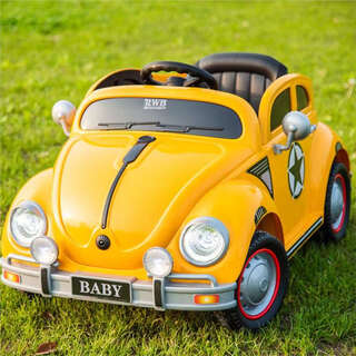 Youxiwa children's electric car four-wheel car male and female baby remote control toy car swings and can sit 1-7 year old boys, four-wheel drive yellow, 12v7a large battery + leather seat