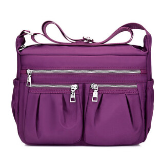 Queenjoy multi-functional shoulder cross-body bag for women nylon oxford cloth large capacity middle-aged women's bag mother bag mommy bag purple
