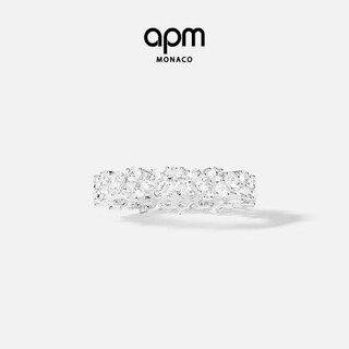 Apm monaco pavé wheat ear ring, exquisite ring, birthday gift for girlfriend and best friend, couple ring gift, silver white 58 (no. 18)