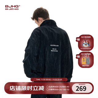 Bjhg reckless new corduroy jacket men's autumn trendy american loose casual couple tops women's space black xl