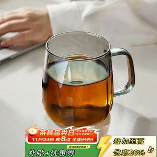 Yipot tea glass cup with handle high temperature resistant insulated drinking cup home 2025 new men's and women's high-looking tea cup green tea cup thickened heat-resistant cuiying cup 400ml