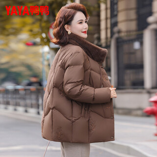 Yaya (yaya) mother down jacket women's winter clothing 2025 new fur collar mid-length middle-aged and elderly style thickened coat